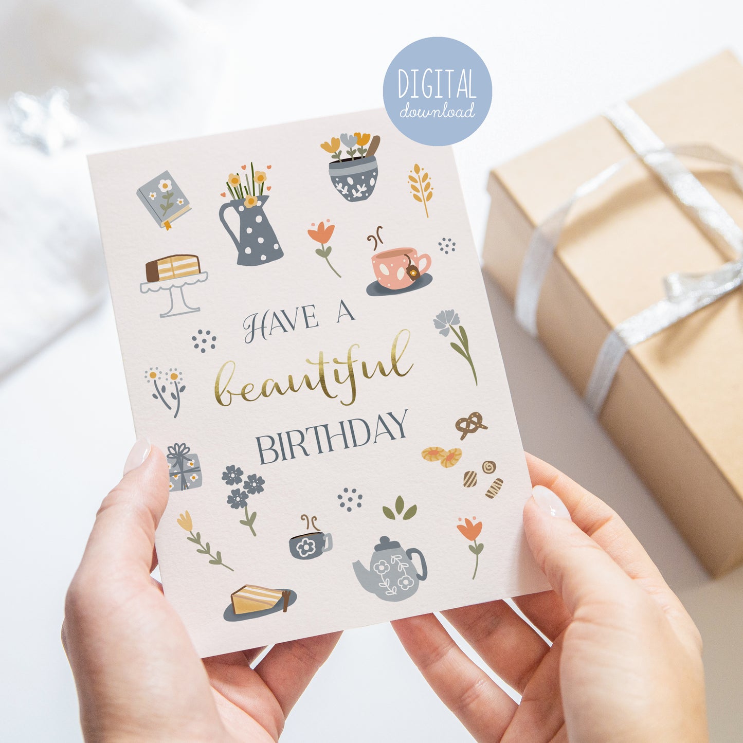 Tea and Cake Birthday Card