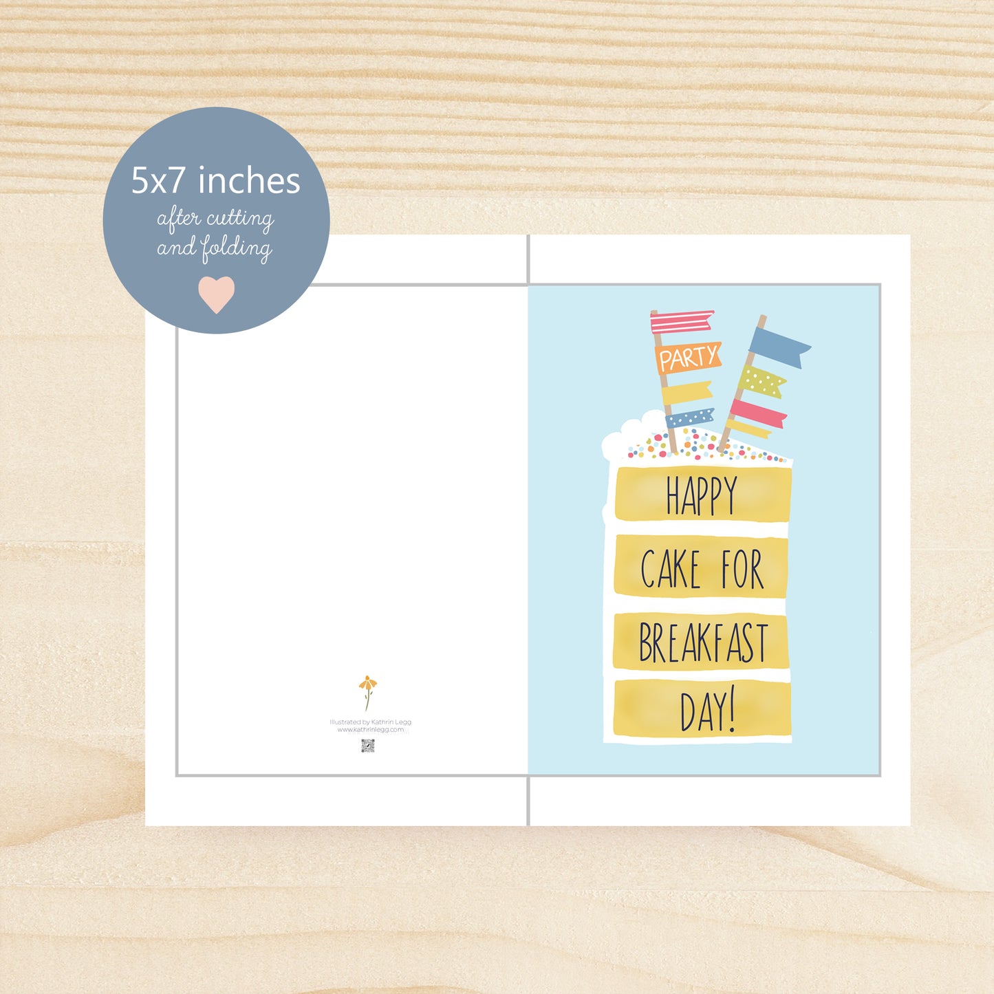Printable Happy Cake for Breakfast Day Card