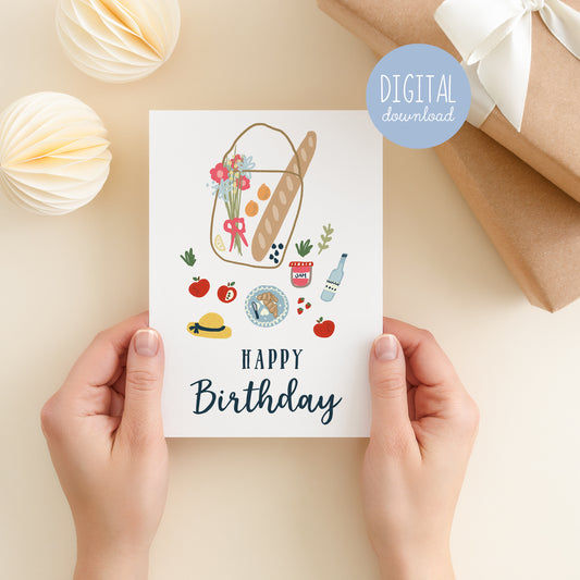 Printable Happy Birthday Picnic Card
