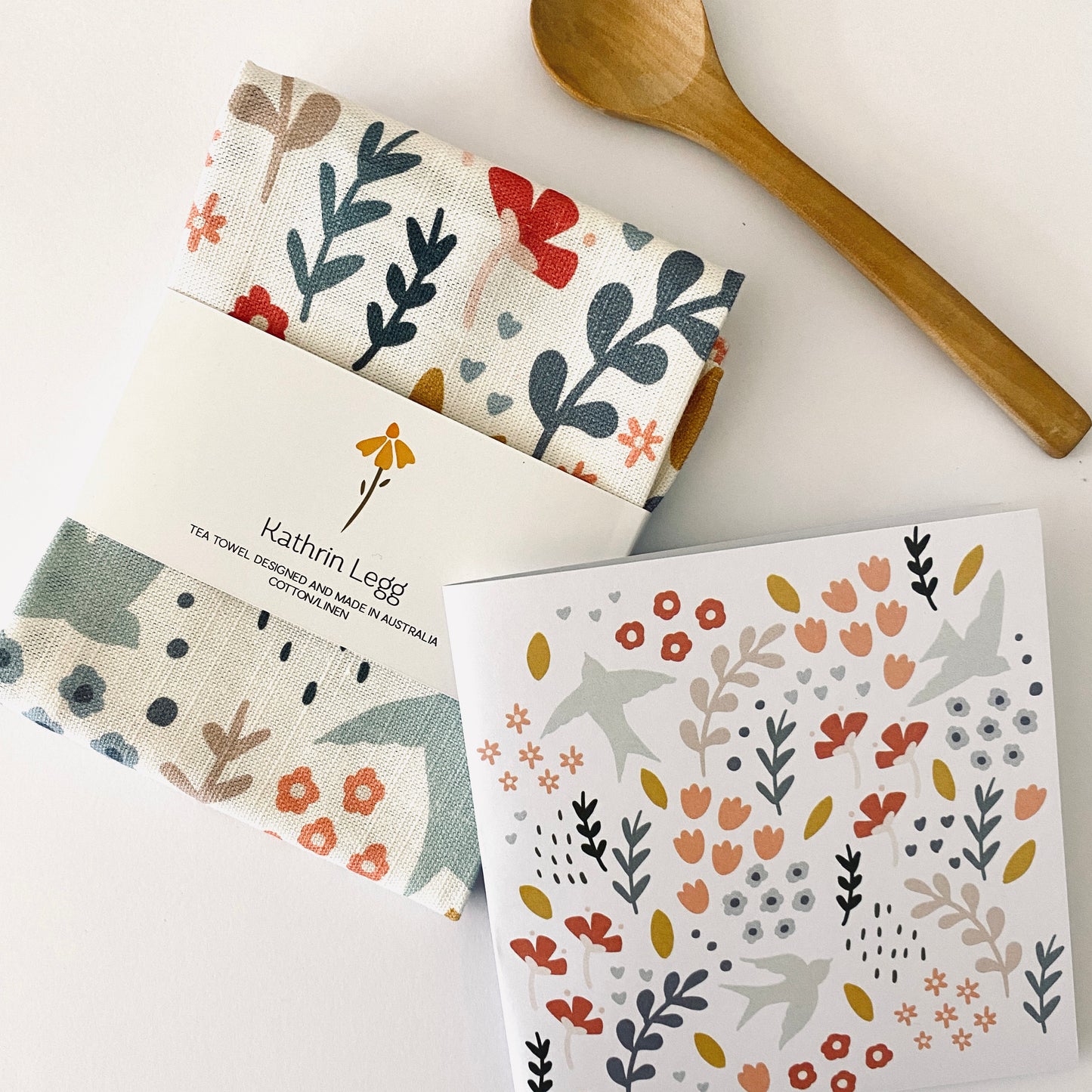 Bell Bird Matching Tea Towel and Greeting Card