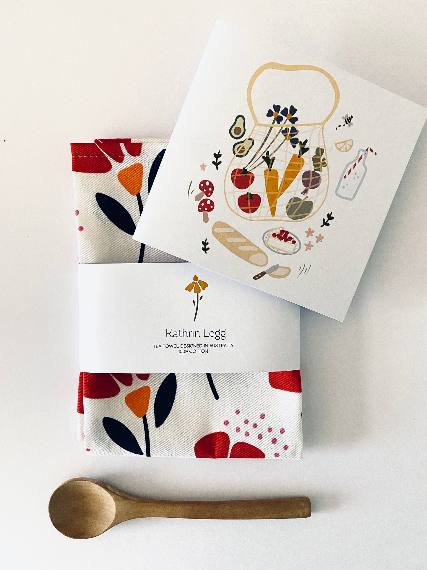 Cotton Tea Towel and Greeting Card Gift Combo