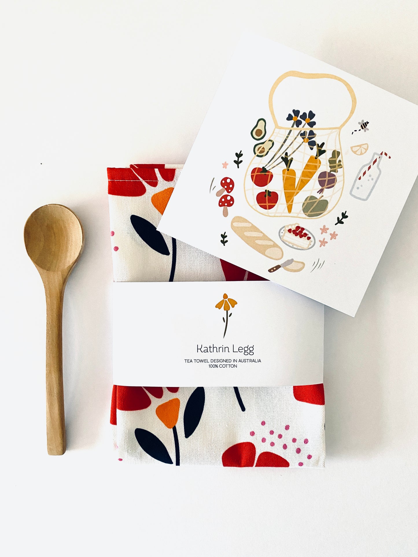 Cotton Tea Towel and Greeting Card Gift Combo