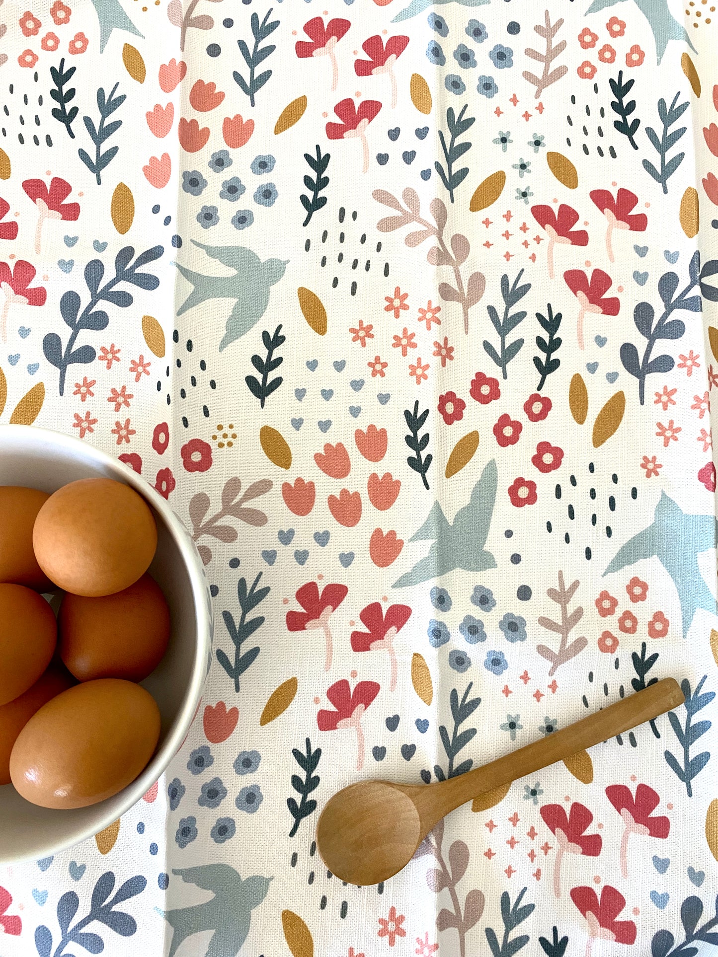 Cotton/Linen Tea Towel 100% Australian Made - Bell Birds