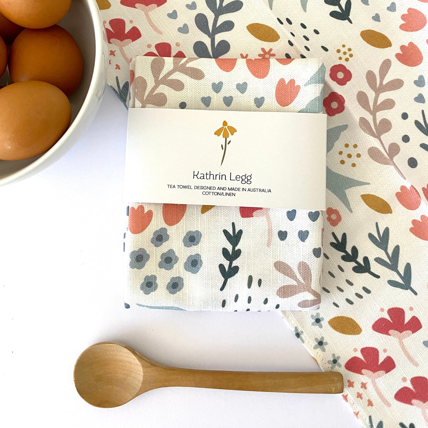 Cotton/Linen Tea Towel 100% Australian Made - Bell Birds