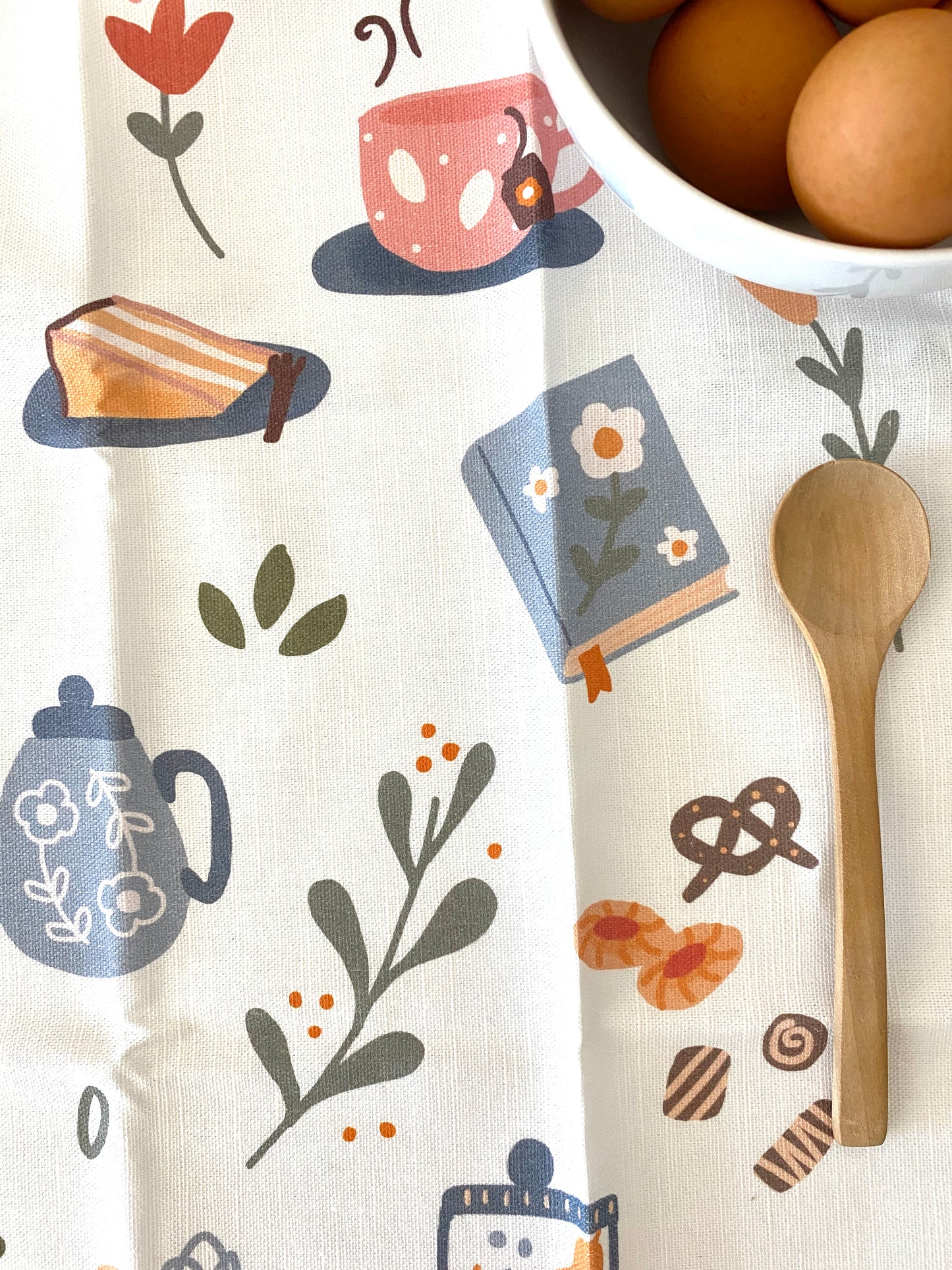 Cotton/Linen Tea Towel 100% Australian Made - Tea and Cake